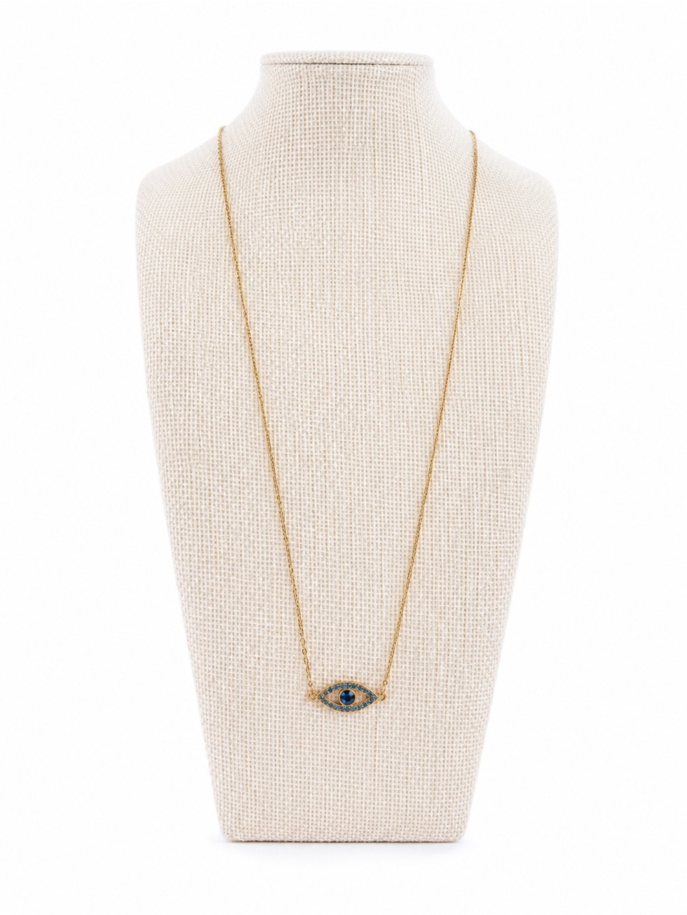 Zoetik Evil Eye Necklace Gold Tone Blue Crystal Boho Lucky Talisman Pendant